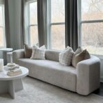 Acanva Luxury Modern Tight Curved Back Velvet Sofa, Minimalist Style Comfy Couch for Living Room Apartment, 3 Seater, Cream - Image 5