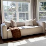 Acanva Luxury Modern Tight Curved Back Velvet Sofa, Minimalist Style Comfy Couch for Living Room Apartment, 3 Seater, Cream - Image 7