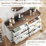 AMERLIFE 5-Piece Farmhouse Bedroom Set, Rustic Wood King Bed Frame with 51" Tall Headboard, 6-Drawer Dresser, 5-Drawer Tall Chest, Nightstands Set of 2 with Charging Station, White - Image 4