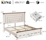 AMERLIFE 5-Piece Farmhouse Bedroom Set, Rustic Wood King Bed Frame with 51" Tall Headboard, 6-Drawer Dresser, 5-Drawer Tall Chest, Nightstands Set of 2 with Charging Station, White - Image 7