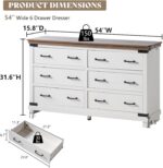 AMERLIFE 5-Piece Farmhouse Bedroom Set, Rustic Wood King Bed Frame with 51" Tall Headboard, 6-Drawer Dresser, 5-Drawer Tall Chest, Nightstands Set of 2 with Charging Station, White - Image 9