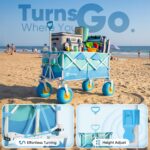 Sekey Heavy Duty Beach Wagon with 9" Big Sand-Proof Wheels – 600lb Capacity, 200L Oversized Foldable Cart | Adjustable Handle & All-Terrain Tires for Sand, Camping, Groceries - Image 7
