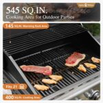 Sophia & William 4-Burner Gas BBQ Grill with Side Burner and Porcelain-Enameled Cast Iron Grates, 42,000BTU Propane Grills Outdoor Cooking Barbecue Cabinet Style, Blue - Image 4