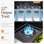 Sophia & William 4-Burner Gas BBQ Grill with Side Burner and Porcelain-Enameled Cast Iron Grates, 42,000BTU Propane Grills Outdoor Cooking Barbecue Cabinet Style, Blue - Image 8