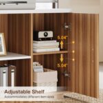 Tribesigns 85.8-Inch L-Shaped Executive Office Desk with File Drawers & Storage Cabinet, Professional Corner Computer Desk Extra Large Business Workstation with Adjustable Shelves (White&Walnut) - Image 5