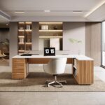 Tribesigns 85.8-Inch L-Shaped Executive Office Desk with File Drawers & Storage Cabinet, Professional Corner Computer Desk Extra Large Business Workstation with Adjustable Shelves (White&Walnut) - Image 8