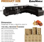 EASE MOOSE Oversized Modular Sectional Sofa, Waterproof & Scratch-Resistant Faux Leather Sofa with Deep Seat, Comfy L-Shaped 6 Seater Sofa, Sectional Couches for Living Room, Black - Image 3