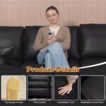 EASE MOOSE Oversized Modular Sectional Sofa, Waterproof & Scratch-Resistant Faux Leather Sofa with Deep Seat, Comfy L-Shaped 6 Seater Sofa, Sectional Couches for Living Room, Black - Image 4