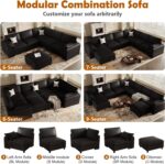 EASE MOOSE Oversized Modular Sectional Sofa, Waterproof & Scratch-Resistant Faux Leather Sofa with Deep Seat, Comfy L-Shaped 6 Seater Sofa, Sectional Couches for Living Room, Black - Image 7