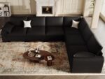 EASE MOOSE Oversized Modular Sectional Sofa, Waterproof & Scratch-Resistant Faux Leather Sofa with Deep Seat, Comfy L-Shaped 6 Seater Sofa, Sectional Couches for Living Room, Black - Image 9