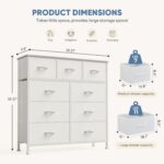 DUMOS Dresser for Bedroom, Storage Organizer with 9 Drawers, Chest of Drawers with Fabric Bins, Sturdy Metal Frame, Wood Tabletop for Guest Room, Closet, Entryway, White - Image 4