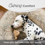 Best Friends by Sheri The Original Calming Donut Dog Bed for Medium Dogs up to 45 lbs, Shag Faux Fur, Taupe, Medium, 30" x 30" - Image 5