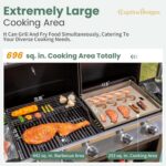 Captiva Designs Propane Gas Griddle Grill Combo with Porcelain-Enameled Cast Iron Grate & Cast Iron Pan, Dual BBQ Grill With Flat Top Griddle for Outdoor Kitchen & Backyard Barbecue,696 SQIN Cook Area - Image 4