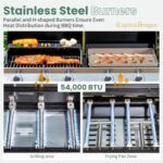 Captiva Designs Propane Gas Griddle Grill Combo with Porcelain-Enameled Cast Iron Grate & Cast Iron Pan, Dual BBQ Grill With Flat Top Griddle for Outdoor Kitchen & Backyard Barbecue,696 SQIN Cook Area - Image 6