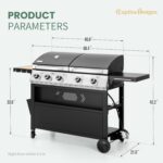 Captiva Designs Propane Gas Griddle Grill Combo with Porcelain-Enameled Cast Iron Grate & Cast Iron Pan, Dual BBQ Grill With Flat Top Griddle for Outdoor Kitchen & Backyard Barbecue,696 SQIN Cook Area - Image 7
