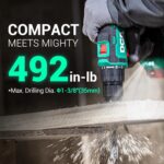 DCA 20V Brushless Hammer Drill Cordless, 492 in-lb Torque Impact Drill, 1/2" All-Metal Keyless Chuck,18+1+1, (0-450/0-1800RPM), 27000 IPM, Compact Design with 2.0Ah Battery & Charger,ADJZ2055i - Image 4