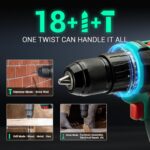 DCA 20V Brushless Hammer Drill Cordless, 492 in-lb Torque Impact Drill, 1/2" All-Metal Keyless Chuck,18+1+1, (0-450/0-1800RPM), 27000 IPM, Compact Design with 2.0Ah Battery & Charger,ADJZ2055i - Image 5