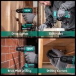 DCA 20V Brushless Hammer Drill Cordless, 492 in-lb Torque Impact Drill, 1/2" All-Metal Keyless Chuck,18+1+1, (0-450/0-1800RPM), 27000 IPM, Compact Design with 2.0Ah Battery & Charger,ADJZ2055i - Image 9