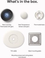 Google Nest Learning Thermostat (4th Gen, 2024) with Nest Temperature Sensor - Energy Saving Smart Thermostat - Compatible with Alexa, Apple HomeKit and Google Home App - Polished Gold - Image 4