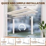 Veken 55 Inch Large Electric Standing Desk,Sit to Stand Up, Heights Adjustable, Work Home Office Computer Table for Study, Walking Pad, Writing, and Games, Wooden Desktop Desks, White - Image 5