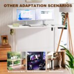 Veken 55 Inch Large Electric Standing Desk,Sit to Stand Up, Heights Adjustable, Work Home Office Computer Table for Study, Walking Pad, Writing, and Games, Wooden Desktop Desks, White - Image 7