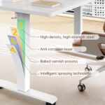 Veken 55 Inch Large Electric Standing Desk,Sit to Stand Up, Heights Adjustable, Work Home Office Computer Table for Study, Walking Pad, Writing, and Games, Wooden Desktop Desks, White - Image 9