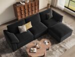 EASE MOOSE Black Modular Sectional deep Sofa, Modern Comfty Large L Shape Sectional Deep Couch with Ottoman,Corduroy Modular Sofa for Living Room - Image 5