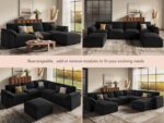 EASE MOOSE Black Modular Sectional deep Sofa, Modern Comfty Large L Shape Sectional Deep Couch with Ottoman,Corduroy Modular Sofa for Living Room - Image 9