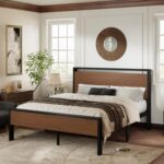 Allewie Queen Size Platform Bed Frame with Wooden Headboard and Footboard, Heavy Duty 12 Metal Slats Support, No Box Spring Needed, Under-Bed Storage, Noise Free, Easy Assembly, Walnut - Image 4
