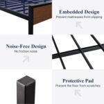 Allewie Queen Size Platform Bed Frame with Wooden Headboard and Footboard, Heavy Duty 12 Metal Slats Support, No Box Spring Needed, Under-Bed Storage, Noise Free, Easy Assembly, Walnut - Image 7