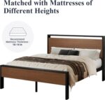 Allewie Queen Size Platform Bed Frame with Wooden Headboard and Footboard, Heavy Duty 12 Metal Slats Support, No Box Spring Needed, Under-Bed Storage, Noise Free, Easy Assembly, Walnut - Image 8