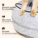 Peekaboo Cat Cave Donut - Cat Tunnel Bed for Indoor Cats – Cute Patterns Hideaway for Multiple & Large Cats, Scratch-Resistant (Light Gray) - Image 7
