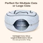 Peekaboo Cat Cave Donut - Cat Tunnel Bed for Indoor Cats – Cute Patterns Hideaway for Multiple & Large Cats, Scratch-Resistant (Light Gray) - Image 8