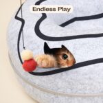 Peekaboo Cat Cave Donut - Cat Tunnel Bed for Indoor Cats – Cute Patterns Hideaway for Multiple & Large Cats, Scratch-Resistant (Light Gray) - Image 10