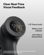 HOTO 25PCS Household Tool Kit with 16V Brushless Drill, 3/8” Keyless Chuck, Smart Display, 50 N·m Torque, 32 Torque Settings, LED Light, Includes Hammer, Wrench, Pliers, 8 x Drill Bits, 10 x Bits - Image 8