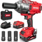 Alloyman Cordless Impact Wrench, 1475Ft-lbs (2000N.m) 1/2 High Torque Brushless Impact Gun, 20V Power Impact Driver, 4000mAh Battery,3 Sockets, Brushless Motor Variable Speeds for Car/Truck RV/Mower - Image 2