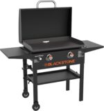 BLACKSTONE 1883 Original 28” Griddle with Integrated Protective Hood and Counter Height Side Shelves, Powder Coated Steel, Black - Image 2