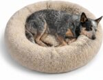 Best Friends by Sheri The Original Calming Donut Dog Bed for Medium Dogs up to 45 lbs, Shag Faux Fur, Taupe, Medium, 30" x 30" - Image 2
