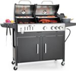 Captiva Designs Propane Gas Grill and Charcoal Grill Combo with Side Burner & Porcelain-Enameled Cast Iron Grate, Dual Fuel BBQ Grill for Outdoor Events & Backyard Barbecue, 690 SQIN Cooking Area - Image 2
