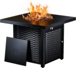 Ciays 28 Inch Propane Fire Pit CSA-Listed Outdoor Fire Pit Table, 50,000 BTU Steel Gas Fire Pits with Lid and Lava Rock, Add Warmth and Ambience to Parties On Patio Deck Garden,Black,CIFPT3-N1 - Image 2