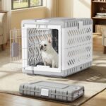 Collapsible Dog Crate for Medium/Small Dogs - 28" L Foldable Dog Cage No-Tool Assembly, Travel Dog Crate with 2 Wheels - Easy to Carry, Space-Saving, Indoor Outdoor Use, 27.96"(L) X18.3(W) X20.87(H) - Image 2