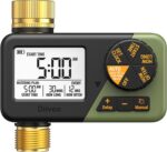Diivoo Brass Sprinkler Timer, IP66 Waterproof Programmable Hose Timers for Watering with Large Display, Rain Delay & Manual Mode for Outdoor Automatic Irrigation of Garden, Lawn, Yard - Image 2