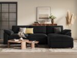 EASE MOOSE Black Modular Sectional deep Sofa, Modern Comfty Large L Shape Sectional Deep Couch with Ottoman,Corduroy Modular Sofa for Living Room - Image 2
