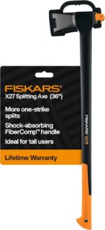 Fiskars X27 Super Splitting Axe, 36" Wood Splitting Axe for Medium to Large Size Logs with Shock-Absorbing Handle, Split Firewood, Forged Steel Blade, Bushcraft Gear and Camping Hatchet - Image 2