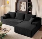 GRUSIGN Cloud Sectional Boneless Couches for Living Room, Modular L Shaped Couch with Deep Seat Oversized Right Facing Chaise, Memory Foam Compressed Spineless 3 Seater Sofa for Apartment, Black - Image 2