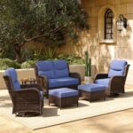 HILLGA 6-Piece Luxury Patio Furniture Set with 6" Thick Cushions, Weather-Resistant Wicker High Back Swivel Rocker Chairs, Senior-Friendly Outdoor Loveseat Set for Deck, Yard and Poolside, Blue(V2) - Image 2