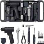 HOTO 25PCS Household Tool Kit with 16V Brushless Drill, 3/8” Keyless Chuck, Smart Display, 50 N·m Torque, 32 Torque Settings, LED Light, Includes Hammer, Wrench, Pliers, 8 x Drill Bits, 10 x Bits - Image 2