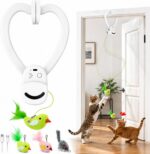 Interactive Cat Toys for Indoor Cats: Automatic Flying Bird Feather Wand Chase Exercise Enrichment Stimulation, USB Rechargeable Durable Safe Hanging Toy for Bored Kittens Adult Multi Cat Households - Image 2