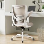 MUXX.STIL Office Chair, Ergonomic Desk Chair with Adjustable Lumbar Support and Flip up Armrest, Breathable Mesh Computer Chair for Home Office, Khaki - Image 2