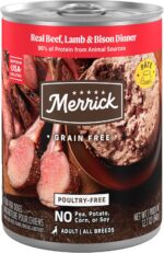 Merrick Grain Free Premium And Natural Canned Dog Food, Soft And Healthy Poultry Free Wet Recipe, Real Beef Lamb And Bison - (Pack of 12) 12.7 oz. Cans - Image 2